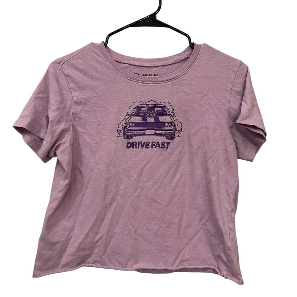 Modern Lux Drive Fast Graphic Tee‎ Purple Short Sleeve Top